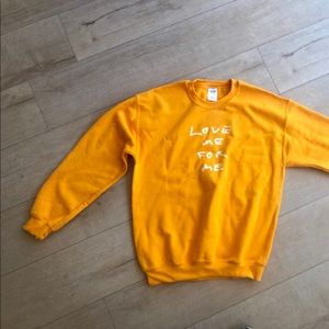 Love Me For Me yellow crew neck sweater